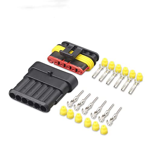 Conector Electrico Impermeable Kit, 6 Pin Clavija Conector de Electrico, Clavija Conector,Impermeable del Coche Conector, Conectores Sellado,Impermeable Rápido Enchufe Terminal,para Moto Coche(1 sets) Cover