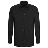 Linie: Eterna - Comfort Fit ETERNA Langarm Hemd COMFORT FIT Popeline unifarben- Gr. 43, Schwarz