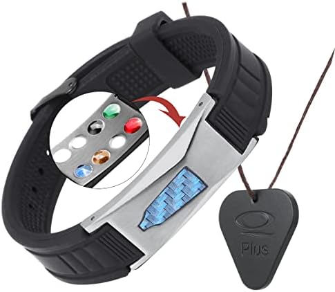 USWEL Protection Necklace Pendant and Bracelet (Set), 7 in 1 Health Engery Bracelet, Sports Magnetic Bracelet - Waterproof and Fits All Wrists, Circulation, Energy & Balance (Silver)