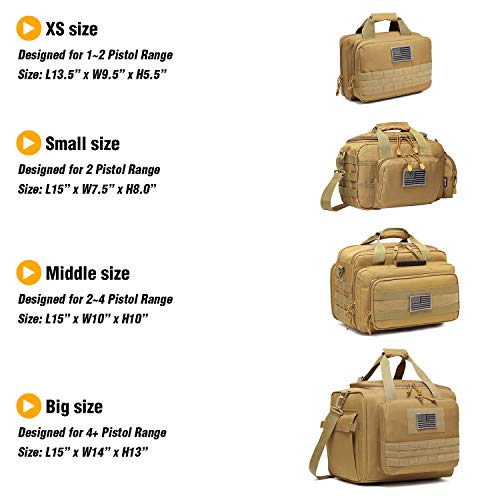 DBTAC Gun Range Bag XS | Tactical 1~2 Pistol Bag Firearm Shooting Case with Lockable Zipper for Handguns and Ammo (Tan) - Thumbnail 7