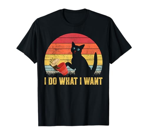 Divertente tazza rossa con scritta "I Do What I Want My Black Cat", stile vintage retrò Maglietta