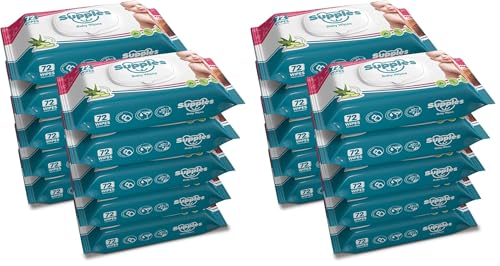 Image of Amazon Brand - Supples Baby Wet Wipes with Lid | 720 Wipes | 72 Wipes x 20 Packs | Enriched With Aloe Vera and Vitamin E | Alcohol-Free and Paraben-Free | Pure Water-Based formulation