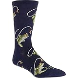 SockGuy, Fish-on, Wool Crew Sock, Sporty and Stylish, 6 Inches - Large/X Large