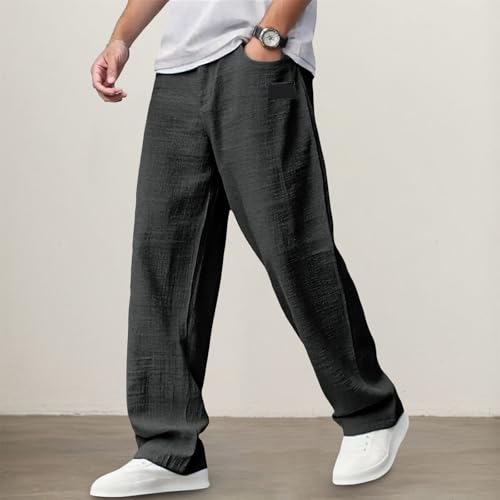 Mokaloha Mens Pants, Men's Casual Embroidered Logo Pant Drawstring Loose Elastic Waist Pocket Lightweight Trousers2