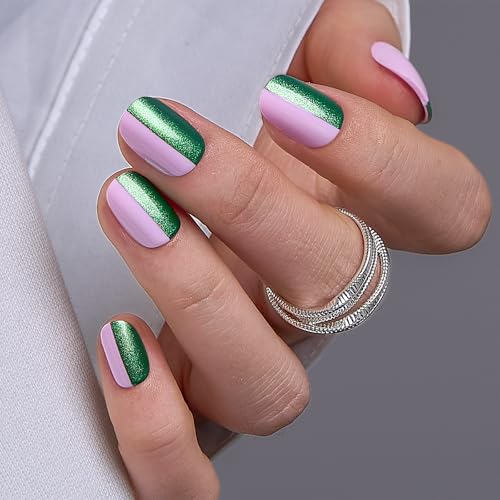 Image of CurvLife Extra Short Oval Press On Nails, Dual Charm, Soft Gel