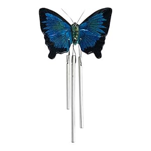 Klankvlinder blauw – magneet vlinder met windspel, vlinder magnetisch met geluid spel, geweldig cadeau-idee