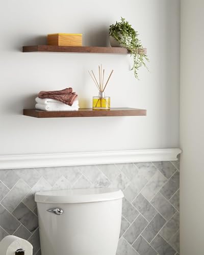 BAYKA Floating Shelves Set of 2, 22.5" Rustic Wood Wall Mounted Shelves for Bathroom, Bedroom, Living Room, Kitchen & Office, Hanging Display Shelf with 22 lbs Capacity (Rustic Brown) - Image 7