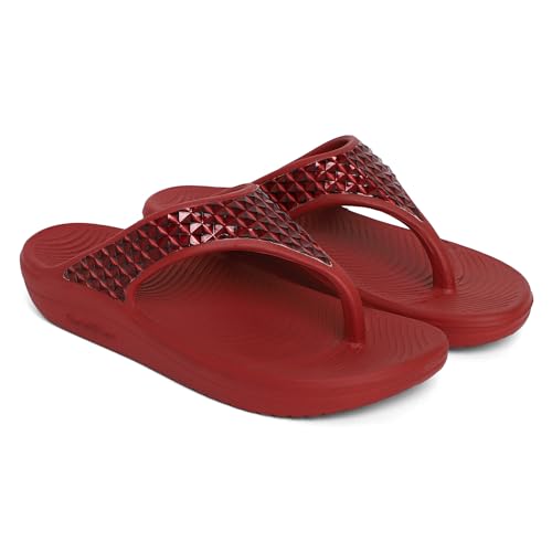 Image of GOLDSTAR SASHA-02 Red Comfortable EVA Waterproof Slippers Flip Flops Chappals Cushioned Sliders Daily Use Slipper Slip-On Slipper /Sliders For Women