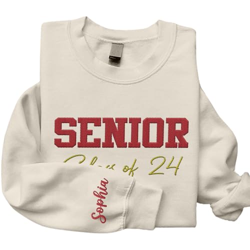 Personalized Senior 2024 Embroidered Sweatshirt, Graduation 2024 Class Of 2024 Senior Class Of 2024 Graduation Shirt