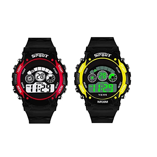 Rozti Children Casual Led Sports Digital Silicone Strap Sport Watch Kids School Gift (Red Yellow) (B09RSK4X2W) Amazon Price History, Amazon Price Tracker