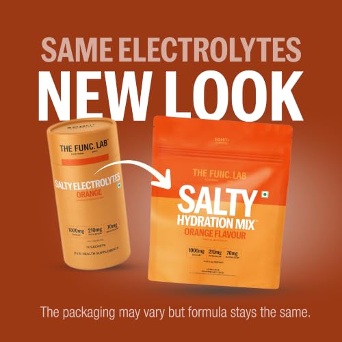 Image of The Func. Lab Daily Electrolytes -Salty Orange | 15 Sachets | Instant Hydration Powder with Sodium, Potassium, Magnesium | Sugar-Free, No Preservatives | Instant Energy, Performance & Recovery Drink