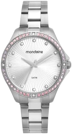 Relógio Feminino Prata com Cristais Coloridos