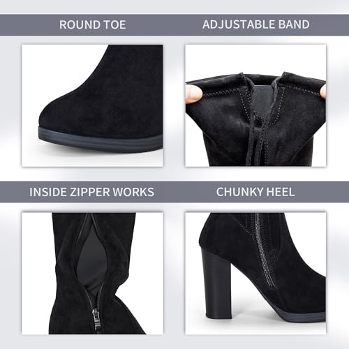 Vepose Women's Thigh High Black Over The Knee Boots, Tall Suede Knee High 996 Boot3