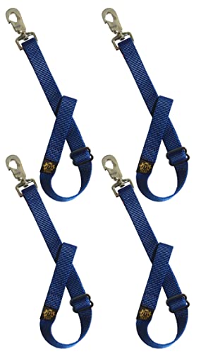 T TEKE Adjustable Heavy Duty Bucket Strap Hanger with Easy-on Hook (4 Pack) for Hay Nets Buckets and Other Feeders