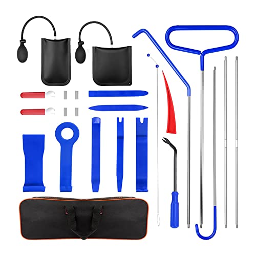 Kliplinc 24-Piece Professional Car Lockout Kit, Car Lockout Kits with Wedge Pump with Car Window Wedge, Wedge Pump, Remote Control Handle, Automatic Cutting and Extraction Tool