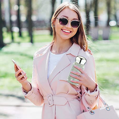 Tmore Mini Rhinestone Thermoses Bottle For Women Girls Glitter Stainless Steel Thermal Cute Water Bottles 200Ml/6.76Oz Bling Diamond Coffee Bottle Sparkling Insulated Vacuum Thermoses (Silver) #TOP1