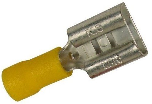 Vinyl Insulated .375" Female Quick Disconnect 12-10 AWG (Yellow) - 50 Pack