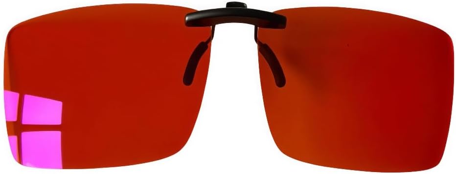 Vyzia Clip-On Blue Light Blocking Glasses For Sleep – Red Lenses Block Blue & Green Light – Melatonin Friendly Night Red Light Glasses - Relieve Light Sensitivity – Fits Over Prescription Eyeglasses