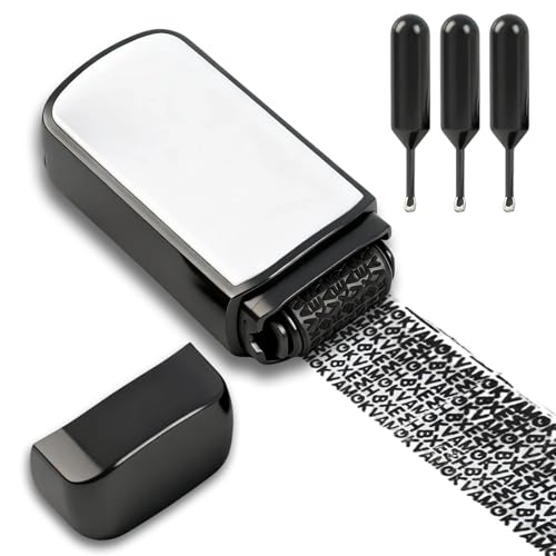 Address Privacy Roller Stamp Confidential Information Cover Stamp with 3 Refills Document Privacy Protection Roller for Mail Parcels and Paperwork Cover up Private Information on Parcels