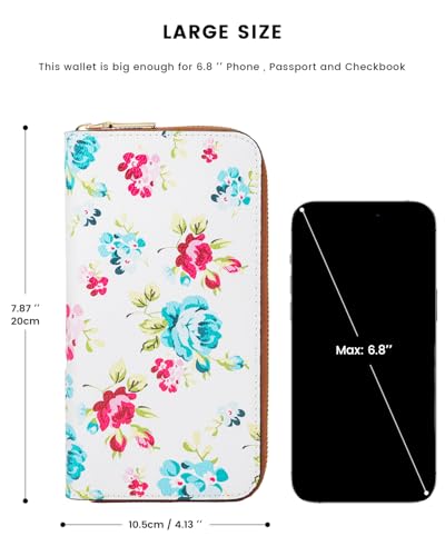 molshine Women Luxury Leather Wallets, Large Capacity RFID Blocking Ladies Long Purse Clutch with Zipper Pocket (Red & Green)3