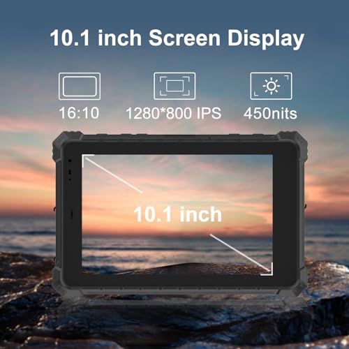 Image of Rugged A10ST-S Android 10 Industrial Tablet, 4G LTE, 8MP+16MP, 4GB+64GB, 10000mAh Battery, WiFi, GPS, NFC, 700nit, 1280x800 IPS, IP68 Waterproof
