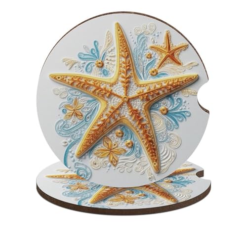 Portavasos para auto con diseño de estrella de mar, 2 unidades miniatura 1