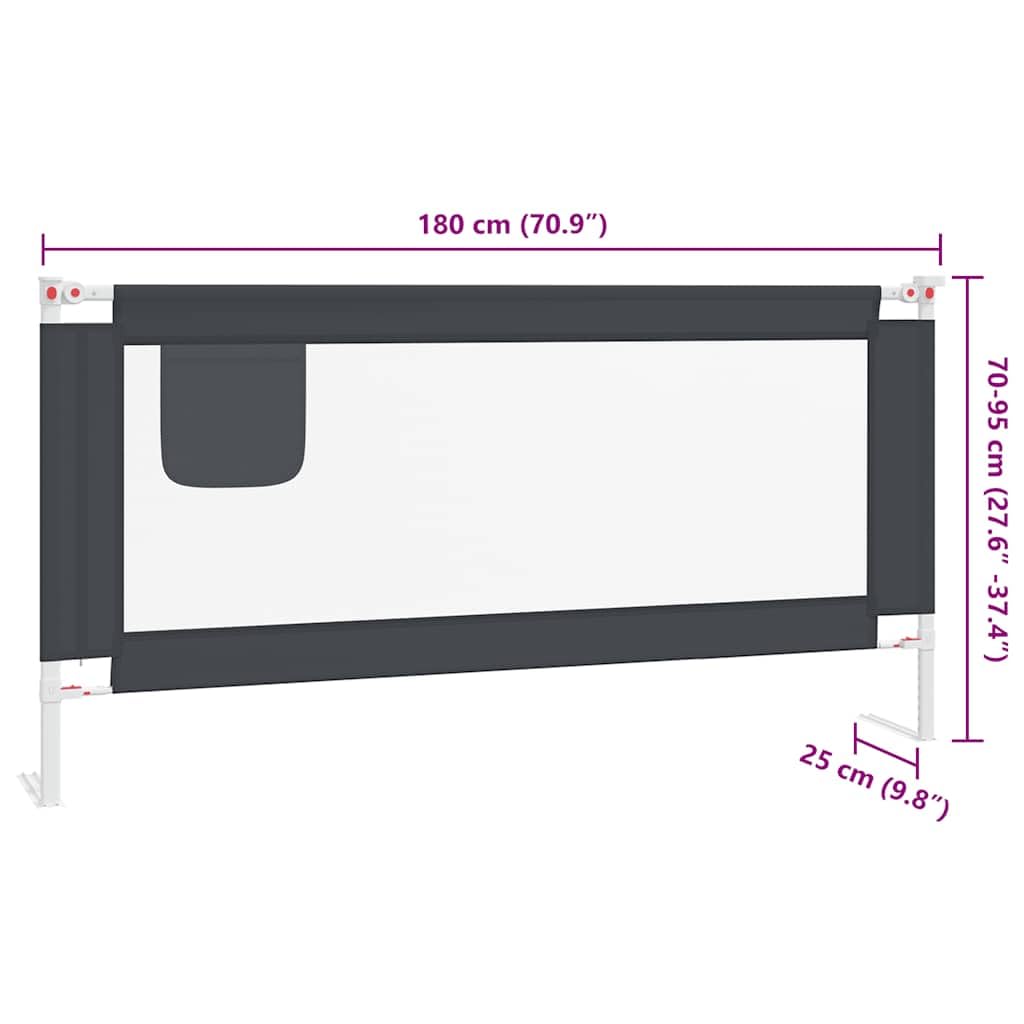 Generisch Kleinkind-Bettschutzgitter Dunkelgrau 180x25 cm Stoff,Baby & Kleinkind,Babysicherheit,Baby-Bettschutzgitter,10231
