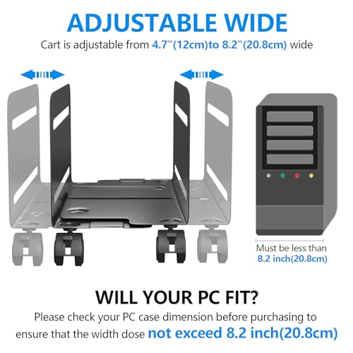 AGPtek Soporte para CPU, Soporte Para Ordenador Torre con 2 Ruedas Con Bloqueo y 2 Ruedas Direccionales, Soporte para Sobremesa UPC (Negro) - imagen 2