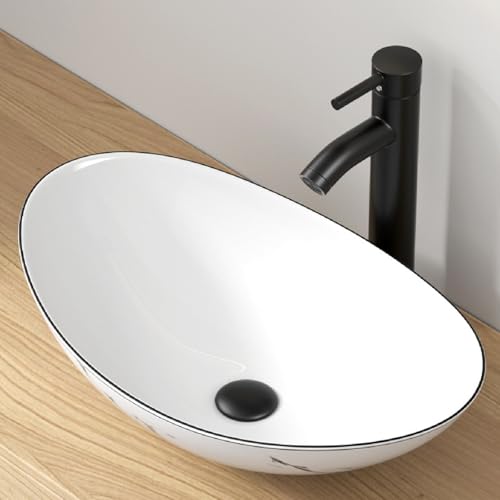 Bathroom Vessel Sink Ceramic Ceramic Oval Countertop Basin Above Counter Wash Basin Modern Vanity Sink Art Deco Basin