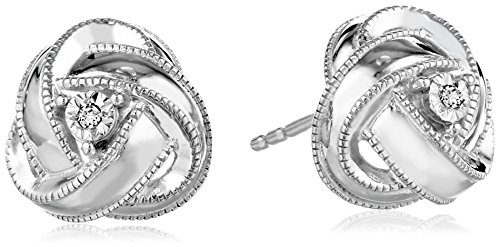Amazon Collection Sterling Silver Diamond Accent Knot Stud Earrings