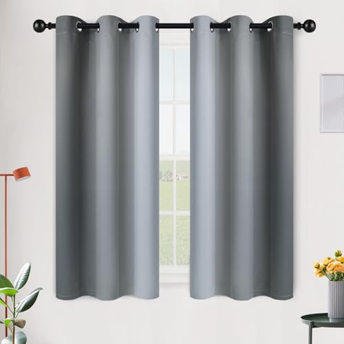 Image of SimpleHome Ombre Grey to Grey White Curtains for Living Room 42Wx54L | Room Darkening Curtains for Bedroom,Gradient Light Blocking Curtain,Thermal Insulated Grommet Window Drapes,2 Panels,54 Inch