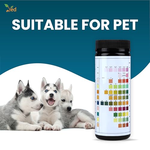 VED 100 x 11-in-1-Urinteststreifen für Haustiere, für die Gesundheit von Katzen und Hunden, Urinanalyse-Reagenzstreifen: Spezifisches Gewicht, Leukozyten, pH-Wert, Blut, Keton, Ascorbinsäure, Glucose,