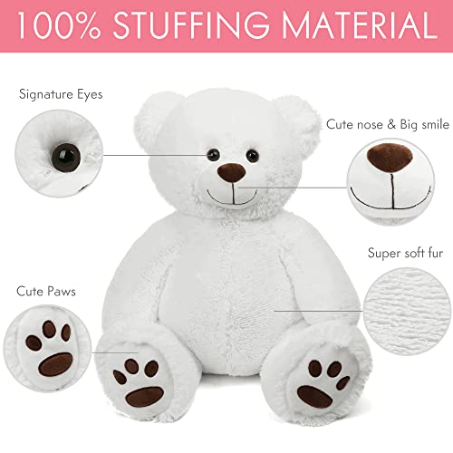 LotFancy Teddybär Kuscheltier 50cm, Plüschtier Stofftier Teddy, Süßes Geschenk für Kinder Mädchen Freundin, Geburtstag, Valentinstag, Schwarz, Weiß
