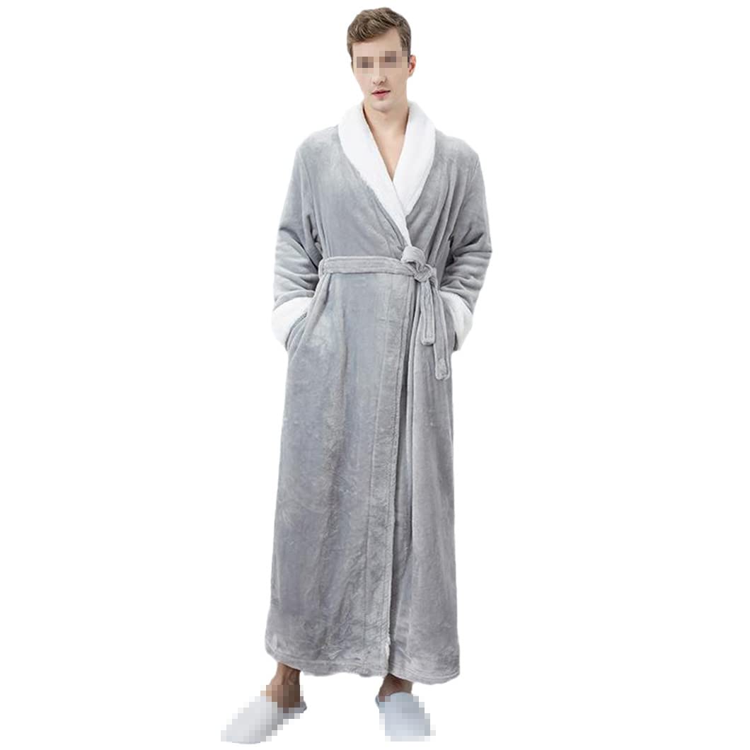 keusyoi Zimowa męska bielizna nocna pogrubiona flanelowa kimono szlafrok bielizna nocna damska na co dzień miękka koszula nocna z polaru szlafrok domowy
