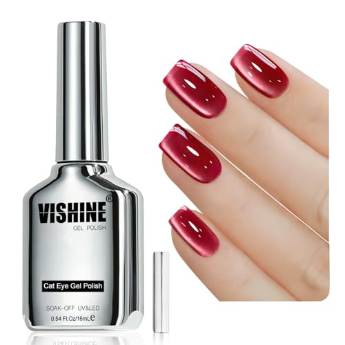 Vishine Esmalte de Gel Ojo de Gato 16ml Ruby Glitter miniatura 1
