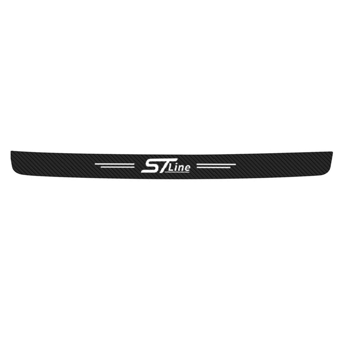 Car Rear Bumper Protector for Ford Focus EcoSport Kuga Mondeo Fiesta Puma ST-Line,Carbon Fiber Rear Bumper Protector Door Sill Kick Scuff Pedal Accessories,White