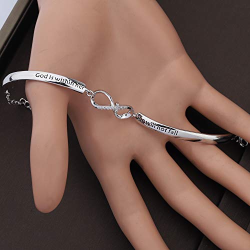 CHOORO Christian Bracelet Gift Religious Jewelry Psalm 46:5 God is Within Her She Will Not Fall Bracelet Bible Verse Bracelet Gift for Daughter Best Friends Gift (God is Within Her br S) - Image 5