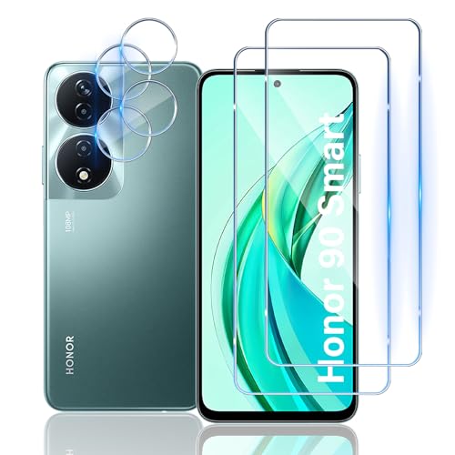 Mayfun Screen Protector for Honor 90 Smart for Tempered Glass (Not for Honor 90), [Pack of 2 + 2] Tempered Glass Screen Protector and Camera Protection, 9H Hardness Anti-Scratch Protective Glass,