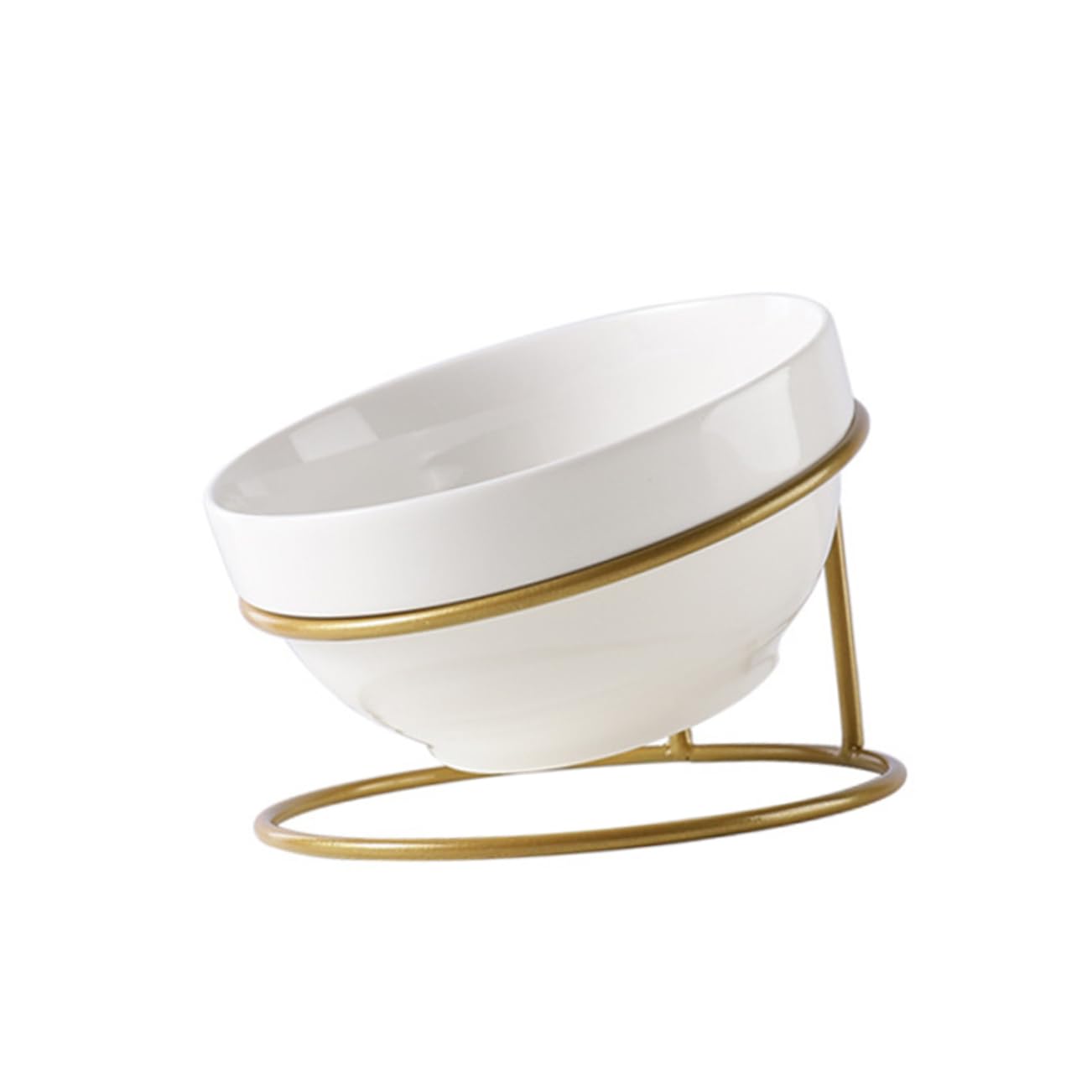 GRIRIW 1Pc Slant Pet Feeding Bowl Rack Ceramic Cat Food Bowl Water Container Durable Design for Stability for Indoor Cats Style