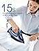 Sundu Steam Iron for Clothes with Rapid Heating Ceramic Coated Soleplate, 1500W with Precise Thermostat Dial, Self-Cleaning, Auto-Off, 15.21oz Water Tank for Home Clothes Ironing Use, Blue