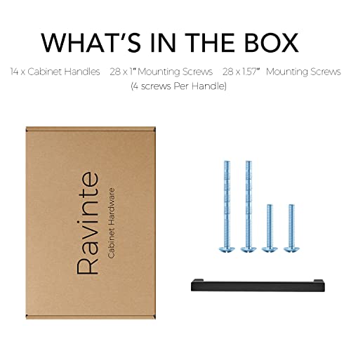 Image of Ravinte 14 Pack 6-1 /4 Inch Kitchen Square Cabinet Handles Matte Black Cabinet Pulls Black Drawer Pulls Kitchen Cabinet Hardware Kitchen Handles