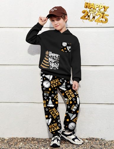 Image of KANGKANG Boys Clothes Two Piece Long Sleeve Hooded Sweatshirt Top Camouflage Sweatpants Fall Outfits Winter Clothes Set 6-16Y
