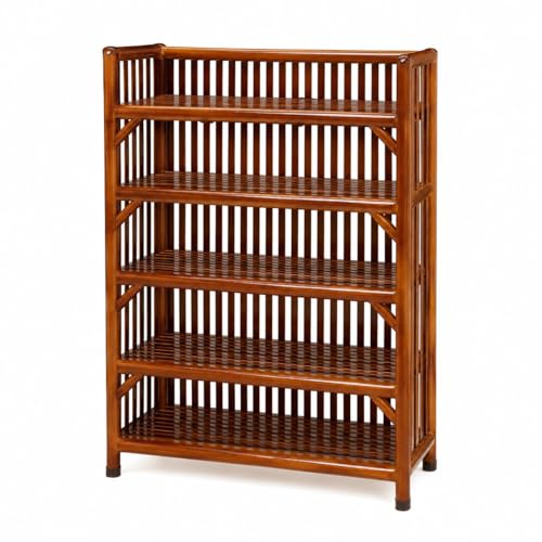 Wooden Shelf Bamboo 5-Shelf Rack, Kitchen Organizer, Shoes &Slippers Rack, Books Shelves, Planter Stand, Office File Cabinet, Utility Rack for Doorway, Hallway, Entryway & Balcony