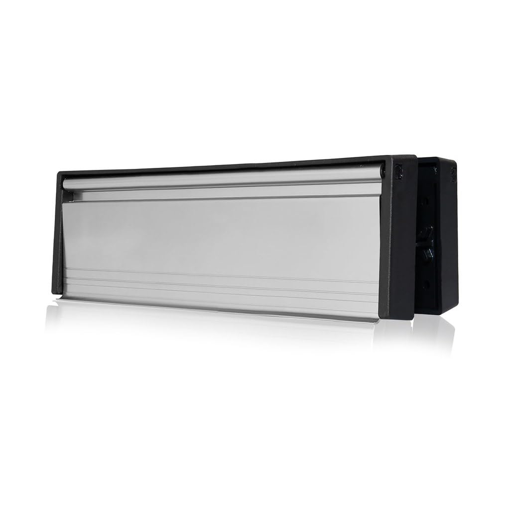 Xfort MailPlate 12" Letterplate Satin Chrome, Premium Draught Proof Postal Letterbox, Telescopic Sleeved Letter Box for Wooden, Composite and uPVC Midrail Doors with 40-80mm Door Thickness