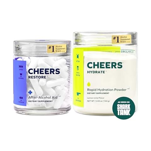 Cheers Classic Combo | Restore + Hydrate | Rehydrate & Feel Better After Drinking | DHM, L-Cysteine, B-Vitamins, Electrolytes | 12 Doses Each | Liver Support | Electrolyte Supplements Cover