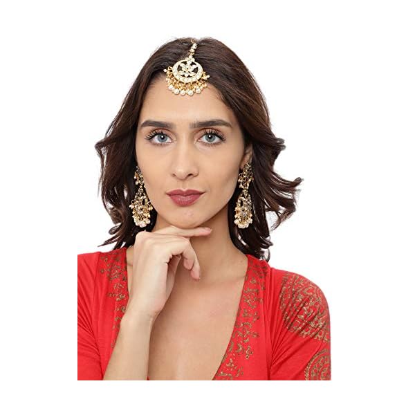 Zaveri Pearls Kundan & Pearls Hair Jewellery for Women (Golden)(ZPFK8536) - Image 3
