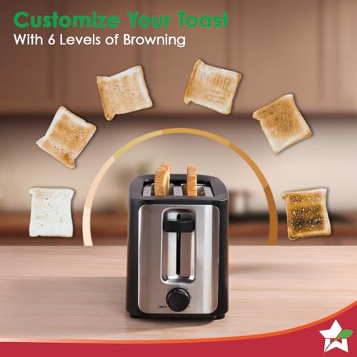 Image of Wonderchef Roma 2-Slice Pop-up Toaster with Lid Cover, 6 Browning Options for Golden Crispy Bread Toasts, Mid-Cycle Cancel Function, Crumb Tray, 2-Yr Warranty, Black, Automatic Electric Toaster
