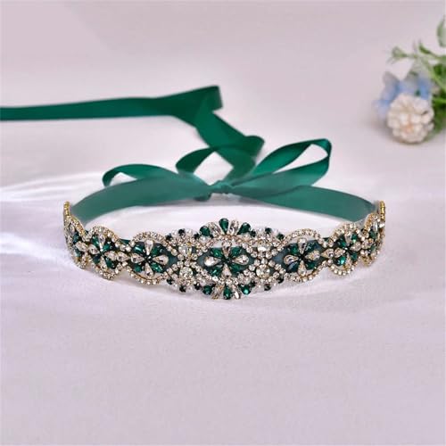 Women Bridal Wedding Dress Belt Gold Rhinestone Accessories Daily Party Gown Belt3