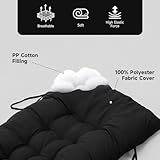 DKIEI Garden Bench Seat Cushion, 2/3 Seater Bench Cushion with Non-Slip Straps, 8cm Thick Comfortable Dining Bench Seat Pad, Rectangle Bench Seat Indoor Outdoor 125x48cm Black - Image 4
