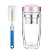 Double Wall Glass Water Bottle, ONEISALL Glass Tea Tumbler Infuser Bottle & Strainer, Fits Car Holder, Heat Resistant, 12.8 Ounce (Rose Gold)